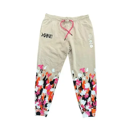 Nike Women's Cream Floral Print Sportswear Essential Sweat Pants Size XL - Picture 2 of 8